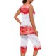 thumbnail image 3 of Conjunto de Verano para las Mujeres Impreso Casual sin Mangas Plisado Superior Y Pantalones Recortados, Cuello Redondo Conjunto de Dos Piezas, 3 of 8