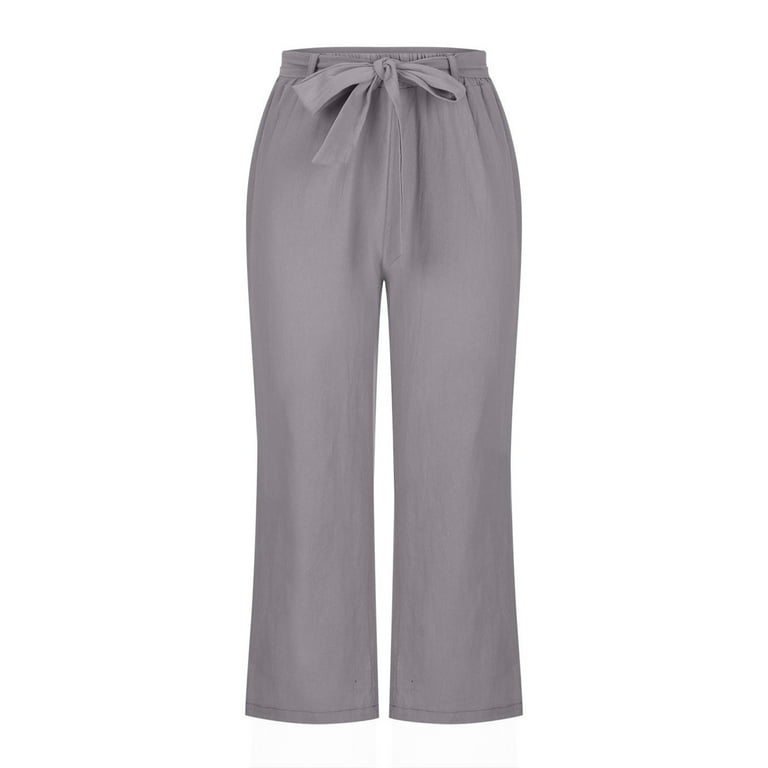 PANOEGSN Summer Linen Pants for Womens Capri Pants Solid Color Cropped  Joggers Comfy Ligntweight Casual Loose Trousers : : Clothing,  Shoes 