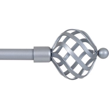 ACHIM Buono II Bradford 28 in. - 48 in. Adjustable 3/4 in. Single Curtain Rod in Antique Silver Bradford Finials RODBFD2848 - The Home Depot