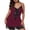 Wine, variant on fheaev Plus Size Lingerie for Women Chemise V-Neck Lace Trim Sleeveless Sleepwear L6 Watermelon Red
