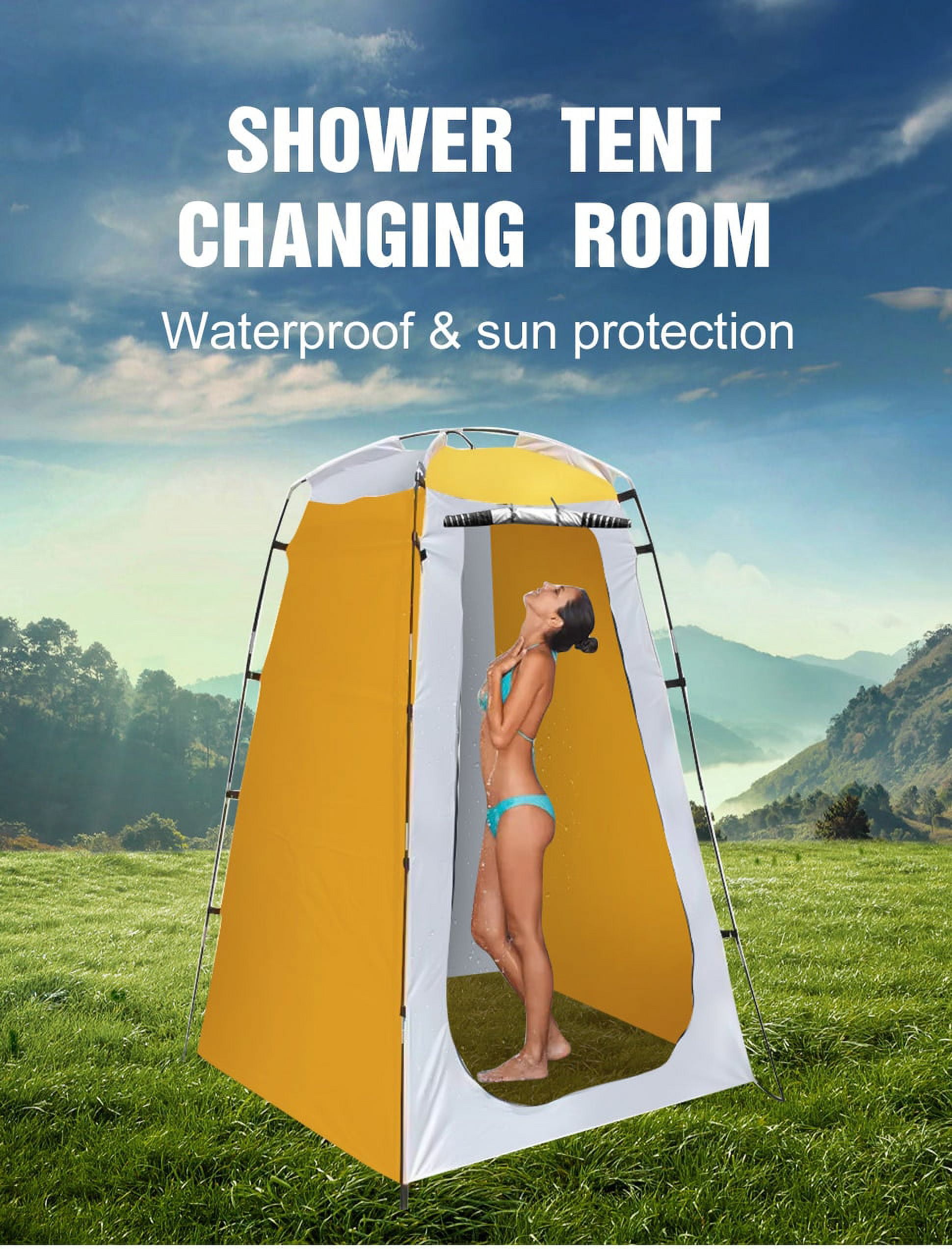 Quick Set Up Shower Tent - Waterproof Dressing & Privacy Tent for Camping and Beach - Portable Changing Room Shelter Canopy with Tent Pegs, Poles, Ropes, and Storage Bag - 47.24X47.24X70.87 Inches