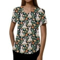 thumbnail image 4 of Scrub Uniforms For Women，Womens Scrub Tops - Short Sleeve V-Neck Easter Printed Scrub Top Women Uniform Shirts with Side Pockets，Royal Blue，S, 4 of 4