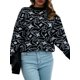 thumbnail image 2 of VISgogo, suéter de punto esponjoso para mujer, primavera, informal, estampado de estrellas, suelto, manga larga, cuello redondo, pulóver, Tops, ropa de calle VISgogo moda, 2 of 7