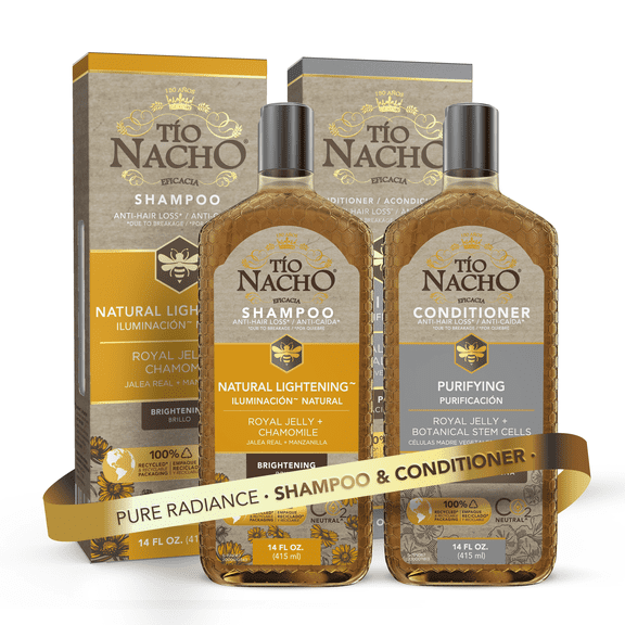 Tio Nacho Shampoo & Conditioner Set - Lightening Royal Jelly & Chamomile   Purifying Stem Cells, 14 oz