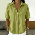 thumbnail image 2 of Womens Tops Summer V Neck Mid Sleeve Button Pullover Tee Spring Tops for Women, 2 of 5