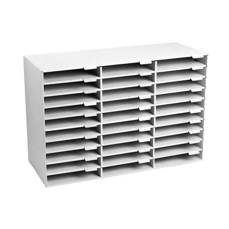 AdirOffice 30-Slot White Classroom Upright Vertical Folder File