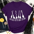 thumbnail image 2 of Witches Gotta Have Options Top Women Thanksgiving Print T-shirt Top Round Neck Short Sleeve T-shirt Top Broom Print Top, 2 of 5