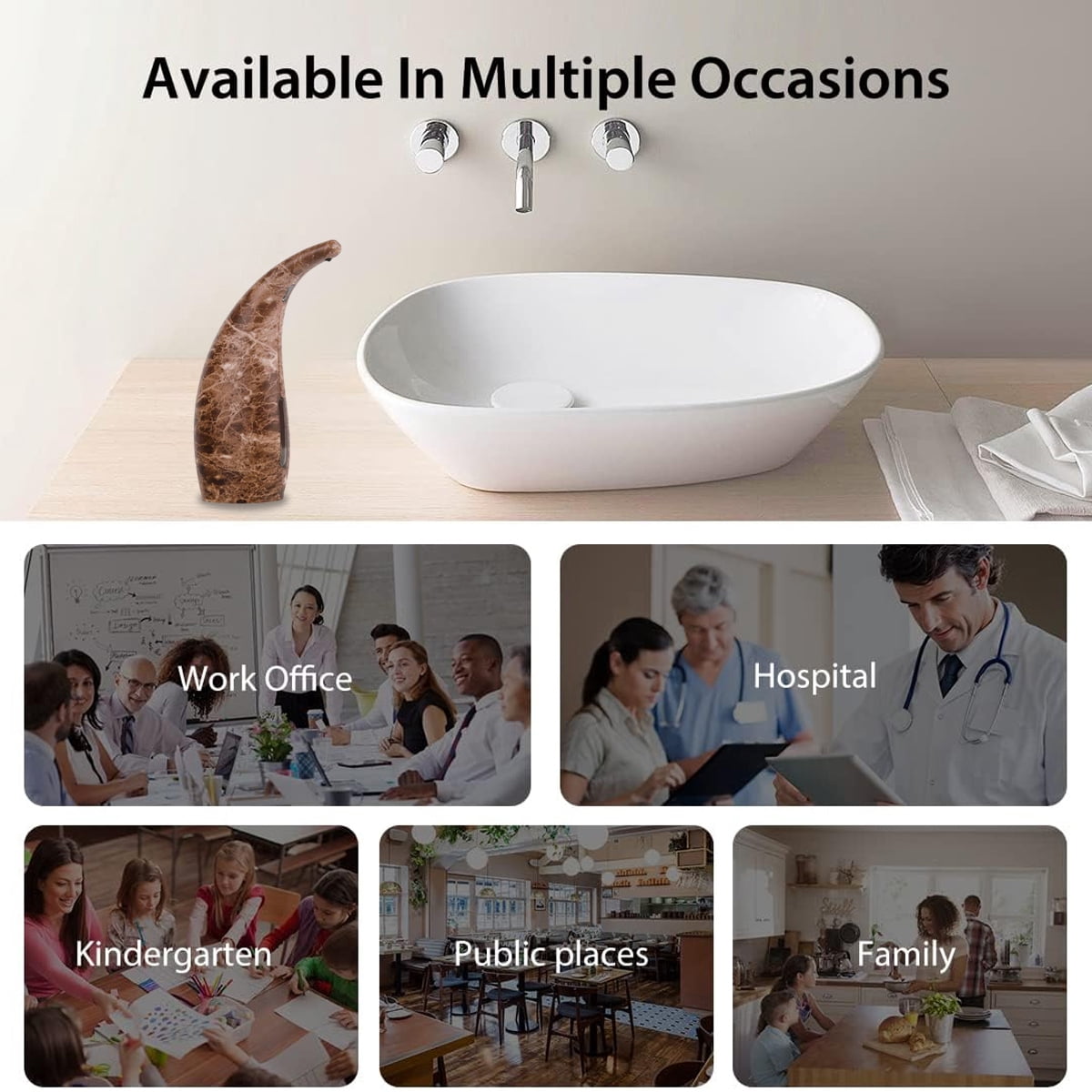 Medium Size Automatic Soap Dispenser With Infrared Motion Sensor For Bathroom, Kitchen, Hotel, Restaurant - style:style4;