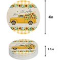 thumbnail image 1 of ZHANZZK Summer Farm Truck and Sunflower Retro Plaid Texture Set of 8 Round Coaster for Drinks, Absorbent Ceramic Stone Coasters Cup Mat with Cork Base for Home Kitchen Room Coffee Table Bar Decor, 1 of 6