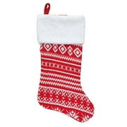 22 "Stockage de Noël en tricot rustique rouge et blanc avec manchette