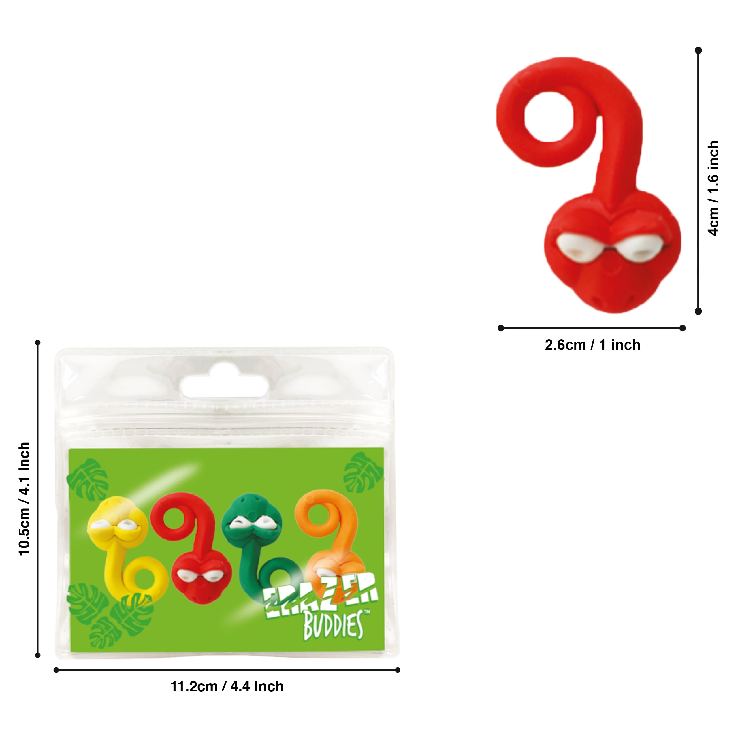 Buy Erazer Buddies Snake from Deluxebase. Snake Rubber Animal Erasers