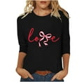 thumbnail image 5 of Yteetum Valentines Gift 3/4 Length Sleeve Womens Tops Oversized Crewneck Valentine Day Loves Heart Graphic Print Short Sleeve T Shirt Womens Casual Plus Size Round Neck Three Quarter Sleeve Tee Shirt, 5 of 5