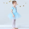 thumbnail image 3 of Justaucorps pour Filles, Danse Ballet, Robe Tutu à Jupe, Manches Courtes, Tenue de Danse, Robe de Princesse Elsa (avec Cape), 3 of 6