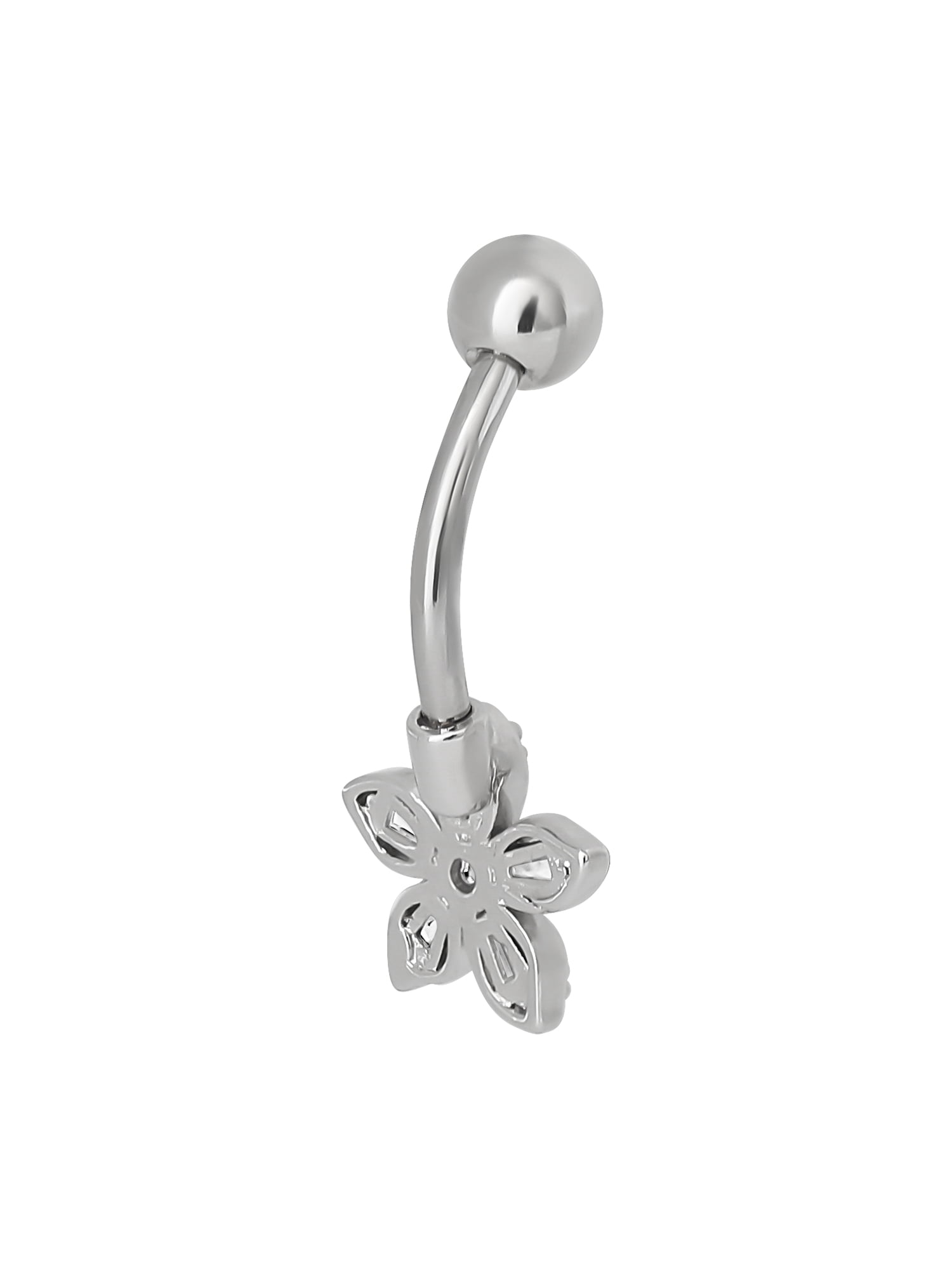 No Boundaries Women's Stainless Steel Flower Belly Ring