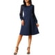 thumbnail image 2 of INSPIRE CHIC Vestidos de Manga Larga para Mujeres Cuello Redondo Elegante Cóctel Fiesta Trabajo Vestido hasta la Rodilla S Azul Oscuro, 2 of 6