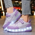thumbnail image 2 of Quealent Boys' Sneakers Unisex Kids Shoes Lighting Up Night Light Boys Girls Hiking Athletic Sneakers Breathable Ooutdoor Sports Climbing Running Shoes Purple,3, 2 of 5