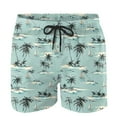 thumbnail image 4 of Mens Shorts Elastic Waist Drawstring Waistband Print Casual Pocket Beach Shorts Mint Green M, 4 of 4