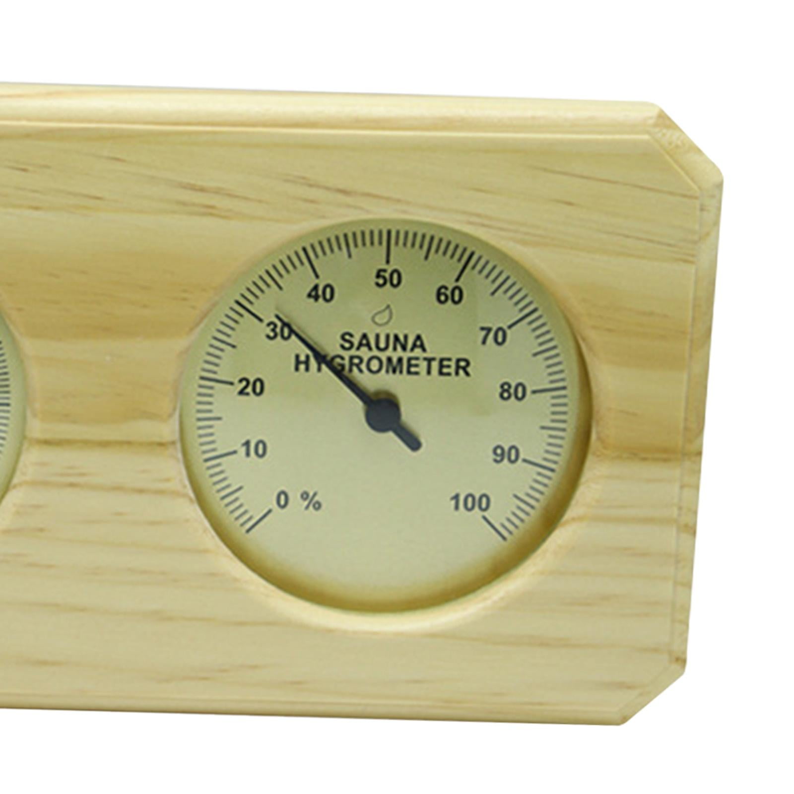 Nishiyuenyi Hygrometer Wooden Thermometer, Sauna Hygrothermograph Gauge Humidity Temperature Horizontal