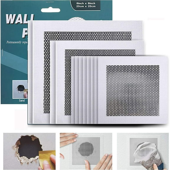 12 Pack Drywall Repair Patches Kit, 4/6/8inch, Aluminum Self-Adhesive Mesh Gray