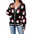 thumbnail image 2 of Suéteres Navideños Tipo Cárdigan para Mujer, Suaves, de Larga y Punto Navideño. Negro S, 2 of 10