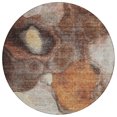 thumbnail image 2 of HomeRoots 605833 8 ft. Coffee, Copper & Beige Round Abstract Washable Indoor & Outdoor Area Rug, 2 of 5