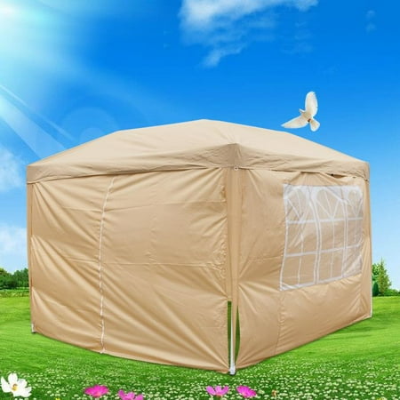 Zimtown Outdoor Easy Pop Up Tent Party Canopy Gazebo with 4 Walls 10' x 10' Khaki