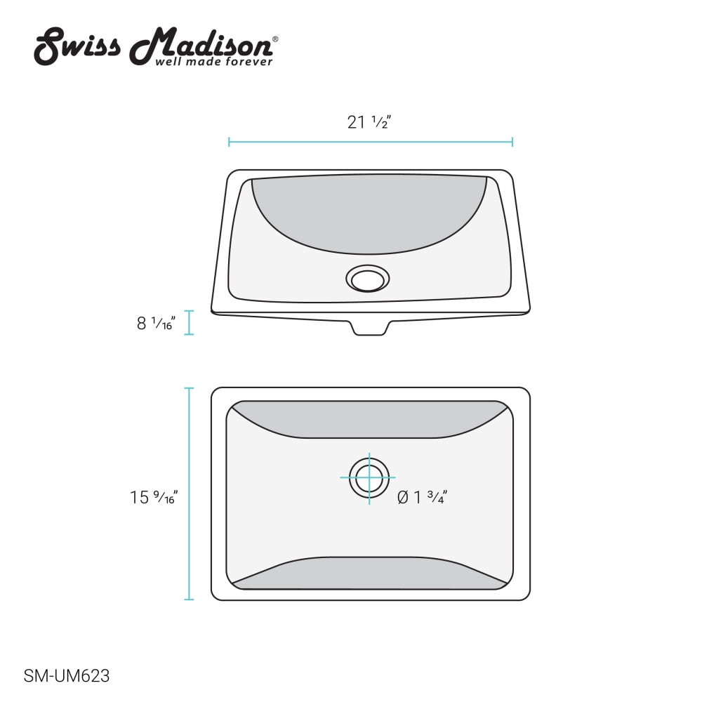 Plaisir 21 Rectangular Under-Mount Bathroom Sink