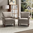 thumbnail image 3 of Upholstered Armchair Set of 2, Tina's Home Accent Chair Nailhead Trim Wood Leg Living Room Grey, 3 of 7