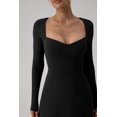 thumbnail image 2 of Robe à Manches Longues Col Sweettheart pour Femmes Fente Latérale Robe Évasée Extensible Mini Robe, 2 of 6