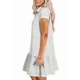 thumbnail image 2 of Womens Summer Oversized Sweatshirt Dress Casual Sleeveless Quarter Zip Ruffle Hem Pullover Mini Dresses Light Gray L, 2 of 9