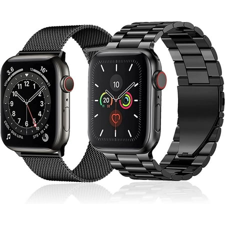 Guwet Pack 2 Metal Bands Compatible with Apple Watch Band 38mm