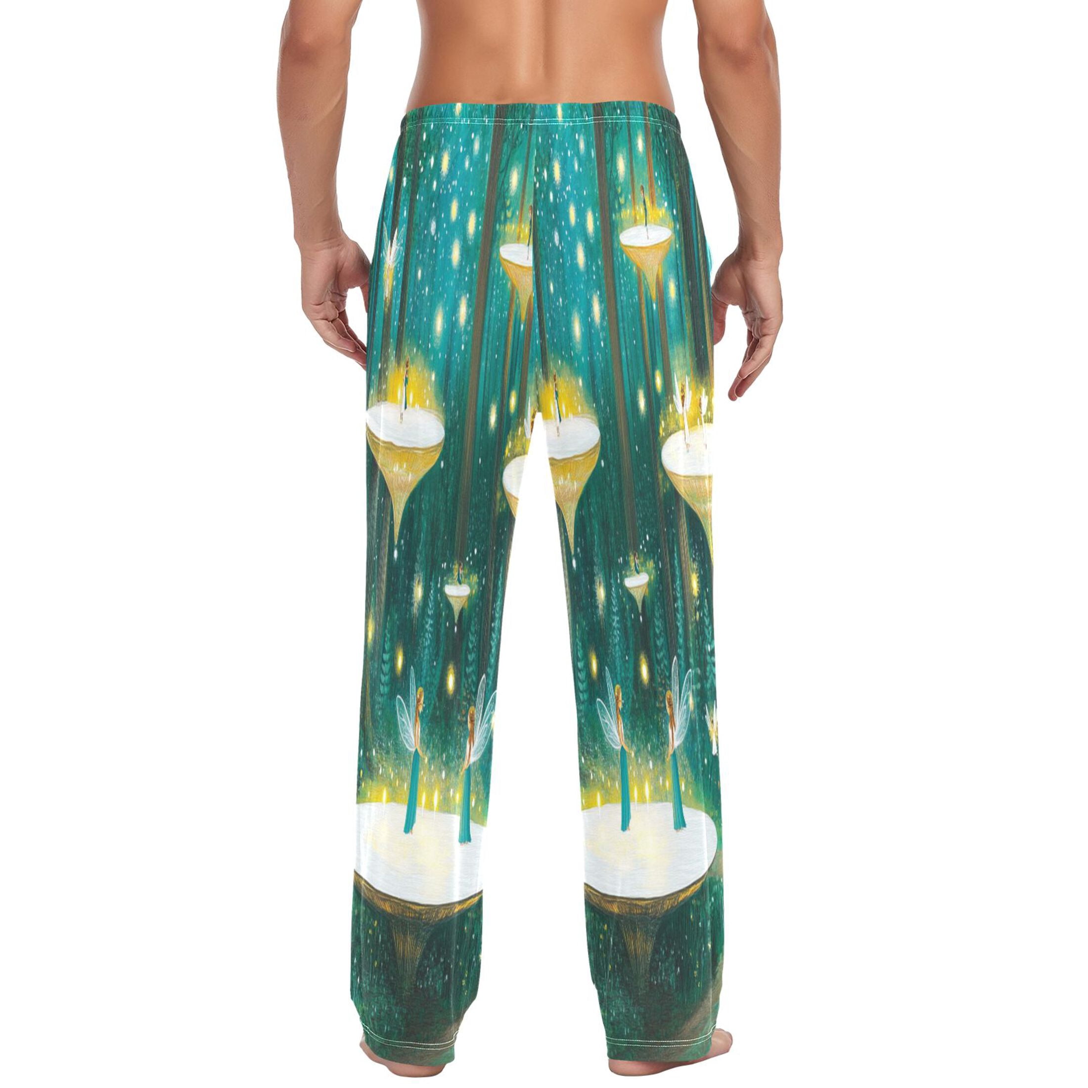 Elves in The Woods Mens Cotton Pajama Pants Long Staple Lightweight Sleep Bottoms with Pockets Breathable