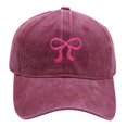thumbnail image 2 of Hats with Ponytail Holes for Woman, Womens Washed Distressed Baseball Cap by Awwp Wine, 2 of 5