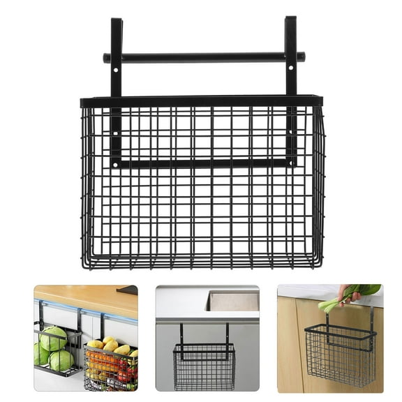 PTOOTP Black Carbon Steel Hanging Cabinet Basket for Kitchen and Bathroom Multi-Function