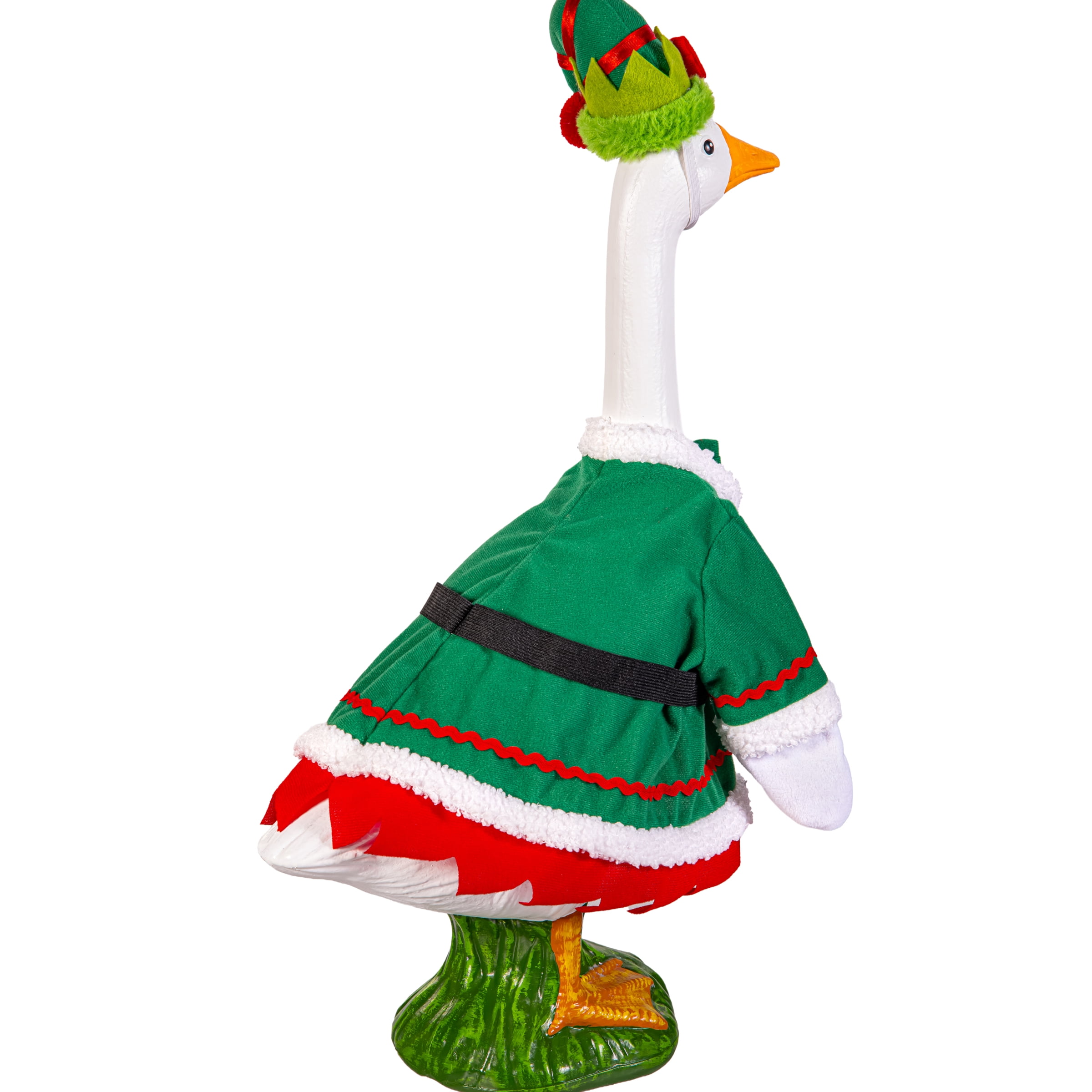 Mainstays Holiday Elf & New Year Porch Goose Outfit, Set of 2, Fits 20" Goose