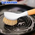 thumbnail image 2 of 3 Pack Dish Brush Set with Bamboo Handle, Kitchen Cleaner for Cleaning Pot, Pan, Sink and Stove, Scrubber with Medium Bristles, Yellow, 2 of 5