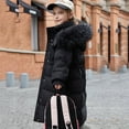 thumbnail image 5 of NAISIBABY Girls Winter Parka, Zip Up Over Knee Length Fuzzy Hooded Windproof Thermal Puffer Snow Coat Black 9T, 5 of 6
