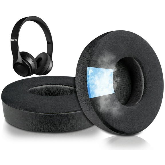 SOULWIT Cooling Gel Replacement Ear Pads Cushions for Beats Solo 2 & Solo 3 Wireless On-Ear Headphones, Solo2 Solo3 Earpads with High-Density Noise Isolation Foam, Added Thickness
