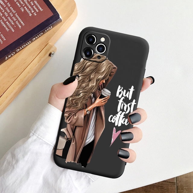 Funda negra mate para iPhone 12 11 Pro Max 7 8 Plus X Xr Xs Max SE2020 13 PRO tacones altos chica moda mujer funda de silicona Coque Tan Jianjun unisex