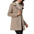 thumbnail image 4 of Unique Bargains Women's Peter Pan Collar Double Breasted Winter Trench Coat XS Dark Beige, 4 of 6