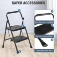thumbnail image 2 of 2 Step Ladder, Folding Step Stool with Wide Anti-Slip Pedal, 800lbs Sturdy Portable Ladder, Cushioned Handle, Lightweight Step Stool for Home Kitchen and Outdoor, 2 of 7