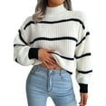 thumbnail image 1 of ZAXARRA Pull Col Roulé Ample pour Femmes Manches Longues Rayé Printemps Automne Mode Urbaine, 1 of 7