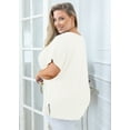 thumbnail image 5 of SHOWMALL Women Plus Size T Shirts Short Sleeve Tunic Side Slit Tops Summer V-Neck Blouse White 2X, 5 of 7