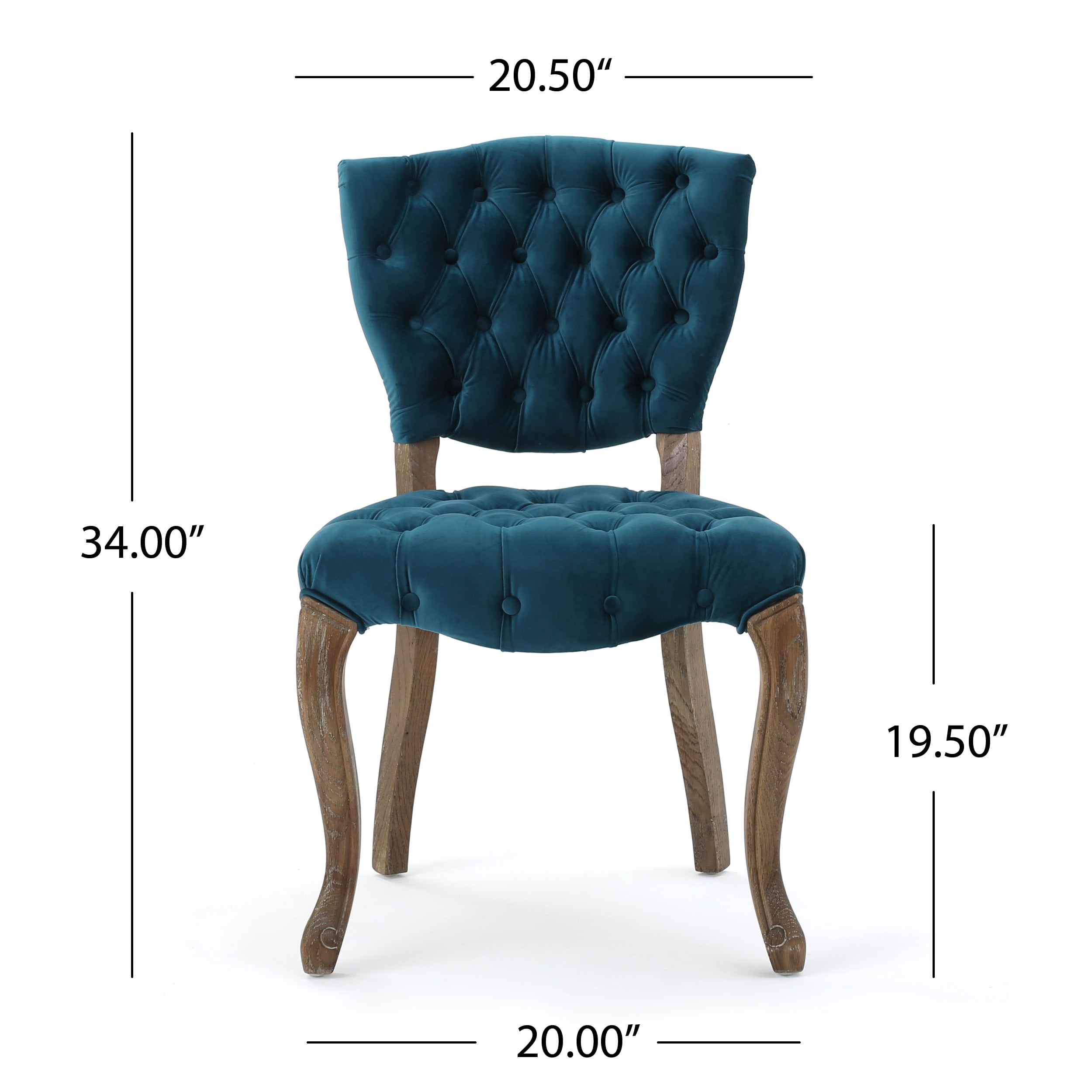Noble House Sofia Contemporary Velvet Dining Chairs, Set of 2, Dark Teal