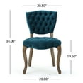 thumbnail image 2 of Noble House Sofia Contemporary Velvet Dining Chairs, Set of 2, Dark Teal, 2 of 7