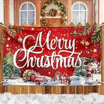 Large Christmas Banner Decorations Red Flag Outdoor 72x44 Inch, Holiday Gifts for Indoor Home House Decor Party Supplies, Yard Sign Background for Photography