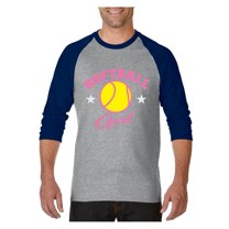 MmF - Mens Raglan Sleeve Baseball T-Shirts, up to Size 3XL - Softball Girl