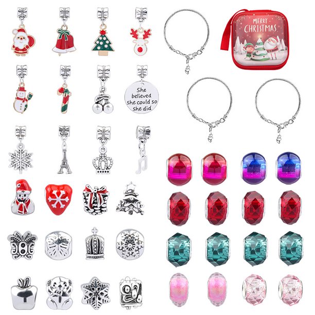 Paquete de 44 muñecos de nieve, kit de bricolaje, pulsera, collares, pendientes, fabricación de joyas, cuentas de cristal, conjunto surtido, decoración hecha a mano para mujeres Jumpingount HA009285-00