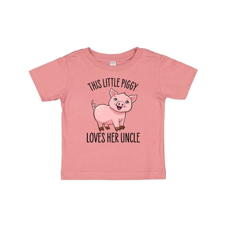 

Inktastic This Little Piggy Loves Her Uncle- Cute Gift Baby Girl T-Shirt