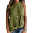 thumbnail image 2 of Women's Waffle Knit Tops Summer Casual Loose Flowy Crew Neck Sleeveless Shirts Breathable Lightweight Blouses (M, Army Green), 2 of 7